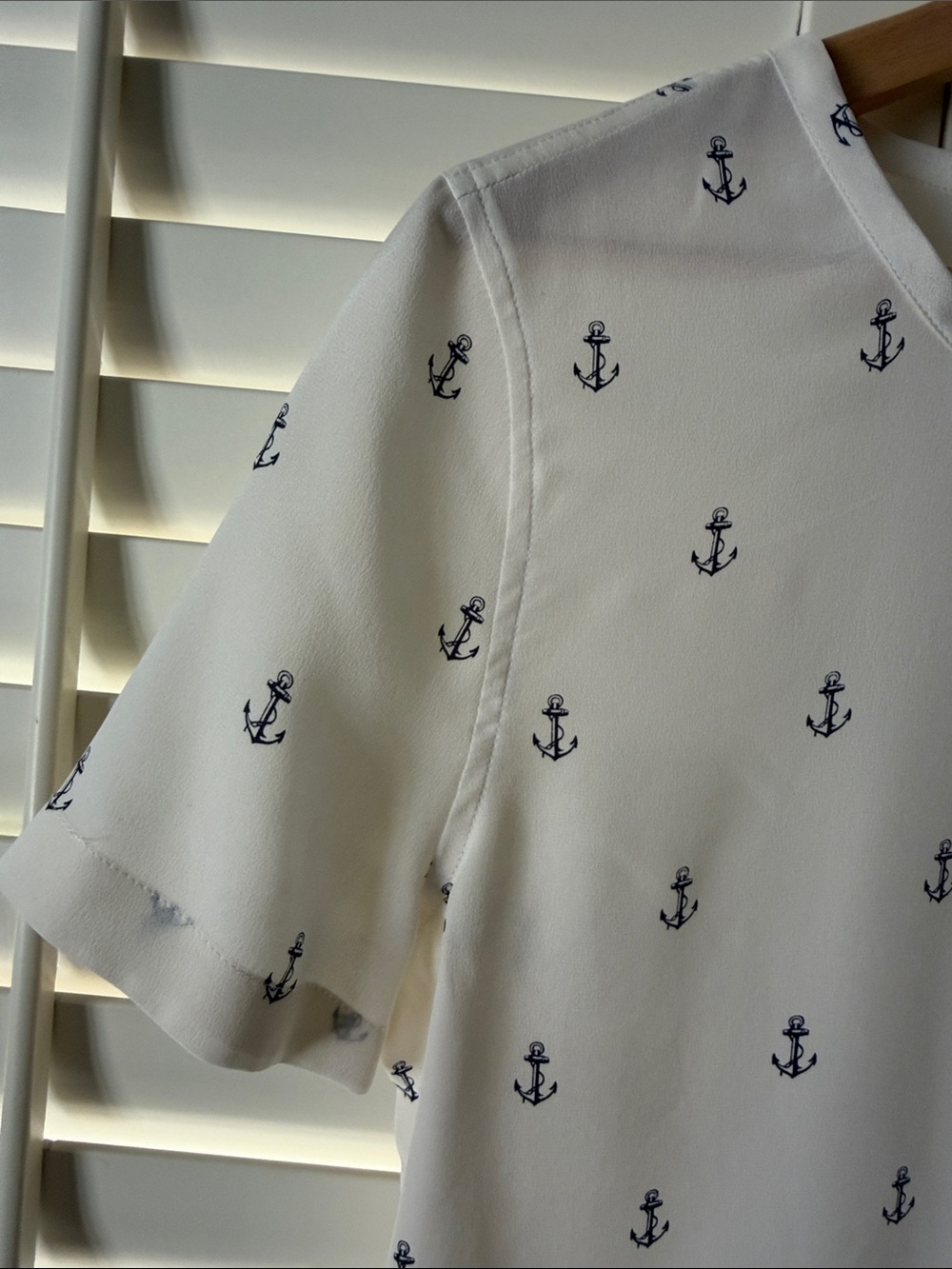 Equipment Women's White Anchor-Print Short Sleeve Blouse - Picture 3 of 6